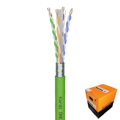 KORDZ CAT6A SOLID OFC UHD/4K VIDEO/DATA NETWORK SHIELDED CABLE 152.5M PULL BOX - GREEN