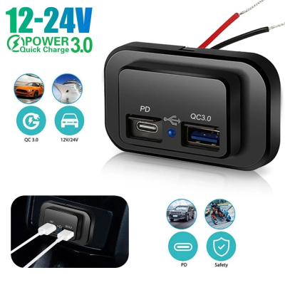 WESTEC SURFACE MOUNT PD USB-C AND QC3.0 USB 12/24V CHARGER