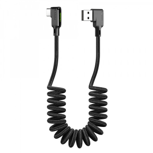 MCDODO RIGHT-ANGLE TYPE-C TO RIGHT-ANGLE USB COILED LEAD - 1.8M 