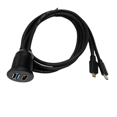 WESTEC FLUSH ROUND-MOUNT HDMI TO MICRO-D HDMI + USB3.0 TO USB-C - 1M CABLES