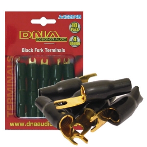 DNA 4 AWG FORK TERMINALS 10 PACK - BLACK