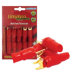 DNA 4 AWG FORK TERMINALS 10 PACK - RED