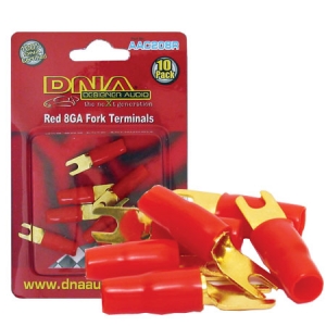 DNA 8 GAUGE FORK TERMINALS RED 10PK