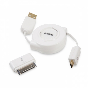 PROLINK 30PIN & MICRO USB - USB-A RETRACTABLE LEAD-1M