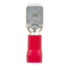 DNA RED MALE UNINSULATED SPADE TERMINALS 100 PACK - 6.35mm