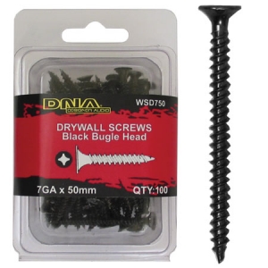 DNA DRYWALL SCREW 7G 50MM BLK 100PK