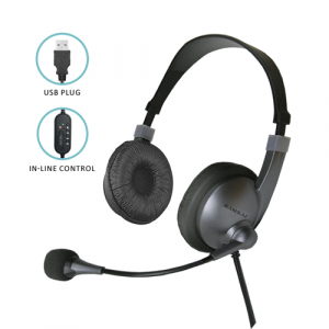 SANSAI ON-EAR USB HEADSET WITH MICROPHONE & VOLUME CONTROL