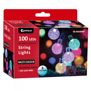 SANSAI AC POWERED LED BUBBLE CHRISTMAS LIGHTS MULTI-COLOURED