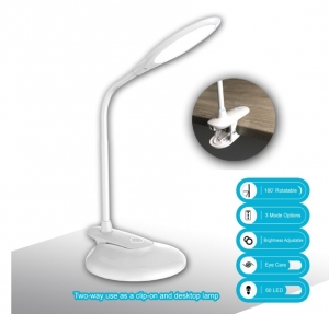 SANSAI 6W DUAL BASE DESKTOP OR CLIP-ON LED LAMP