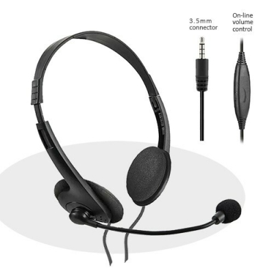 SANSAI STEREO MULTIMEDIA HEADPHONES WITH MICROPHONE AND VOLUME CONTROL