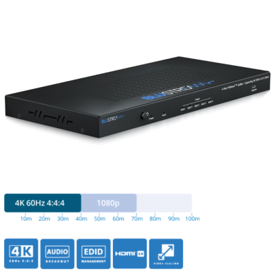 BLUSTREAM 4-WAY HDBASET™ CSC SPLITTER WITH LOOP - 4K60HZ 4:4:4 40M (1080P 70M)