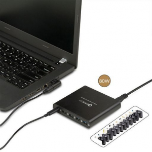 80W 5 PORT QC3.0 USB, TYPE-C AND LAPTOP FAST CHARGER  