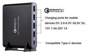 80W 5 PORT QC3.0 USB, TYPE-C AND LAPTOP FAST CHARGER  