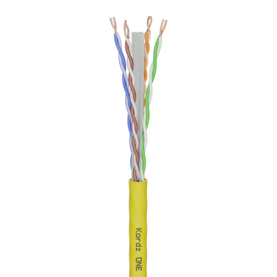 KORDZ CAT6 SOLID OFC UHD/4K VIDEO/DATA NETWORK CABLE 305M PULL BOX - YELLOW