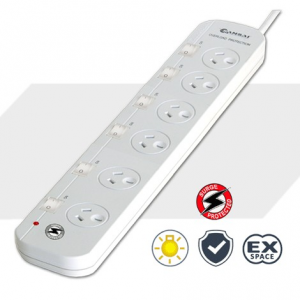 SANSAI 6-WAY POWER BOARD WITH INDIVIDUAL SWITCHES 