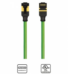 KORDZ PRS SLIM PROFILE CAT6A PATCH LEAD GREEN - 0.75M