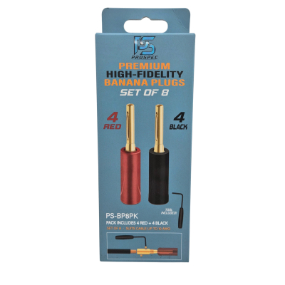 PROSPEC PREMIUM HIFI BANANA PLUG RETAIL PACK - 8PCS INCLUDING TOOL