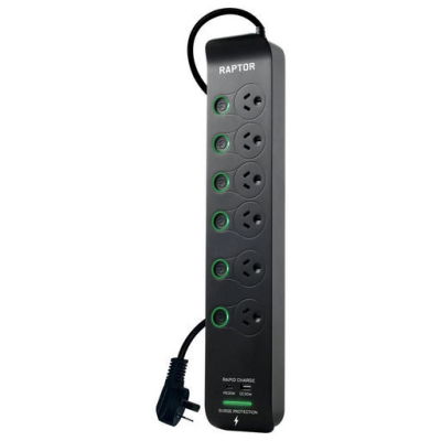JACKSON RAPTOR 6-WAY SURGE PROTECTED POWER BOARD WITH SWITCHES