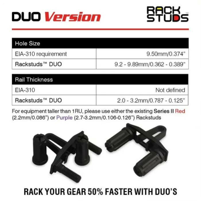 RACKSTUDS DUO 1RU MOUNTING STUD - 50 PACK
