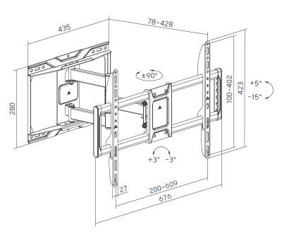 PROSPEC LARGE FULL-MOTION WALL BRACKET TO SUIT 37-90