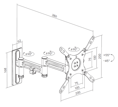 PROSPEC LOCKABLE ALLOY CARAVAN FULL-MOTION TV MOUNT SUIT 13