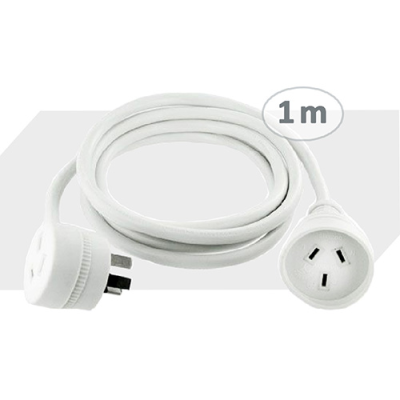 SANSAI WHITE PIGGY-BACK EXTENSION LEAD - 1M