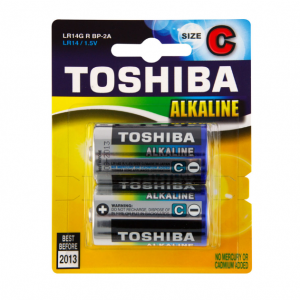 TOSHIBA C SIZE ALKALINE BATTERIES - 2 PACK