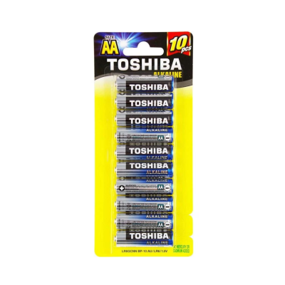 TOSHIBA AA ALKALINE BATTERIES - 10 PACK