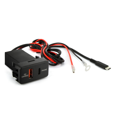 WESTEC FACTORY FIT USB-C 1M LEAD + QC CHARGE SOCKET TO SUIT BIG TOYOTA - HORIZONTAL MOUNT