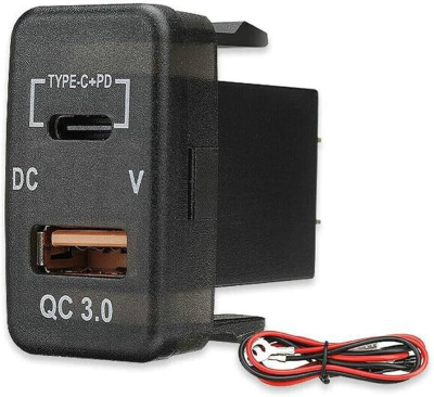 WESTEC PD USB-C + QC3.0 USB-A FAST CHARGE WITH VOLTMETER TO SUIT LARGE TOYOTA