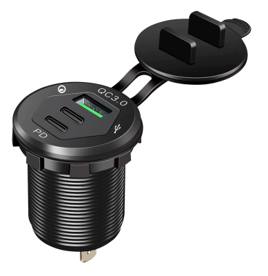 WESTEC UNIVERSAL ROUND MOUNT DUAL PD TYPE-C + QC3.0 USB FAST CHARGER