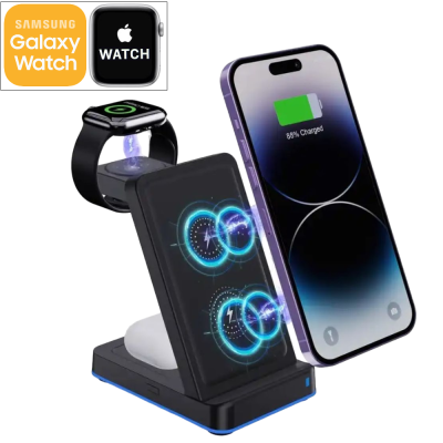 WESTEC 15W 3-IN-1 WATCH, PHONE & TWS EARPHONE WIRELESS CHARGER